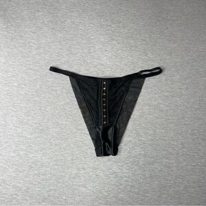 Victoria’s Secret Luxe Sheer Mesh Velvet Trim Scallop Lace Hook Brazilian Panty